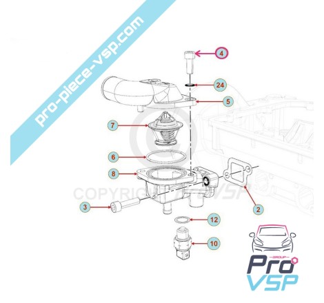 Vis de couvercle de thermostat pour moteur Lombardini Focs Progress 502 523