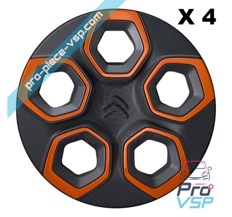 Lot de 4 enjoliveurs pour Citroën Ami / Orange