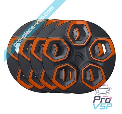 Lot de 4 enjoliveurs pour Citroën Ami / Orange