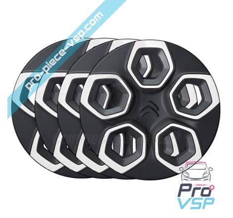 Lot de 4 enjoliveurs pour Citroën Ami / Blanc
