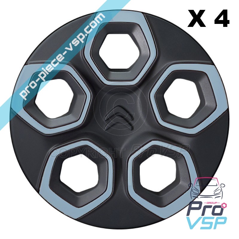 Lot de 4 enjoliveurs pour Citroën Ami / Bleu