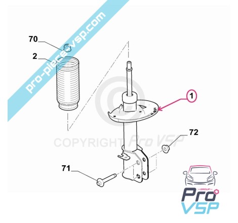 Amortisseur avant origine pour Citroën Ami 2ème montage / Opel Rocks-E / Fiat Topolino