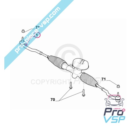 Crémaillère de direction origine pour Citroën Ami / Opel Rocks-E / Fiat Topolino