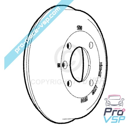 Tambour de frein arrière origine pour Citroën Ami / Opel Rocks-E / Fiat Topolino