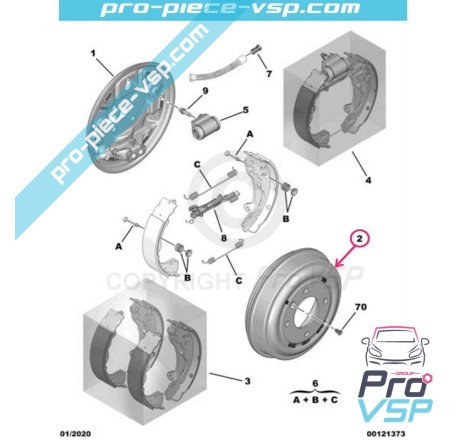 Tambour de frein arrière pour Citroën Ami / Opel Rocks-E / Fiat Topolino