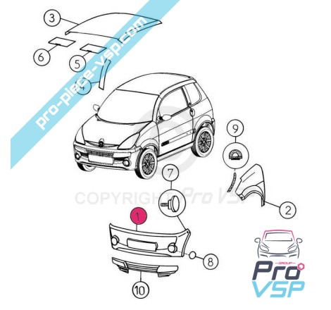 Pare choc avant adaptable en plastique ABS pour Aixam City Roadline Crossline Scouty