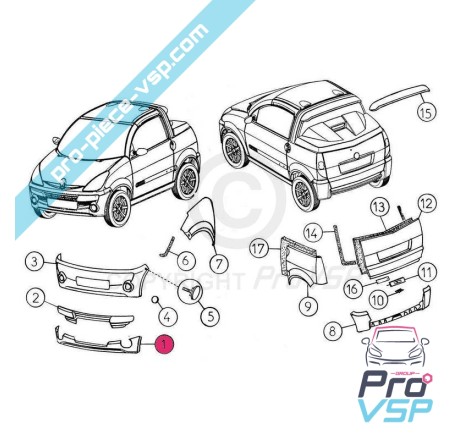 Spoiler avant adaptable en plastique ABS pour Aixam City Sport Scouty R