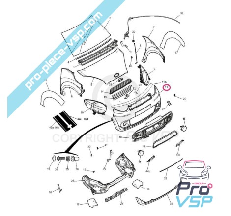 Pare choc avant adaptable en plastique ABS pour microcar m8