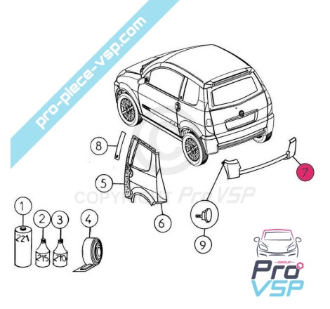 Pare choc arrière adaptable en plastique ABS pour Aixam City Roadline