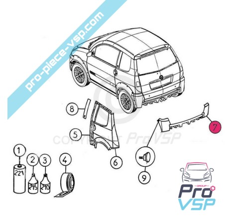 Pare choc arrière adaptable en plastique ABS pour Aixam City Sport Scouty R