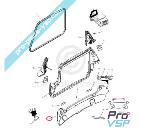 Pare choc arrière adaptable en plastique ABS pour Microcar Mgo 1