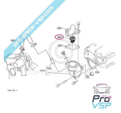Thermostat adaptable pour moteur kubota diamètre 44