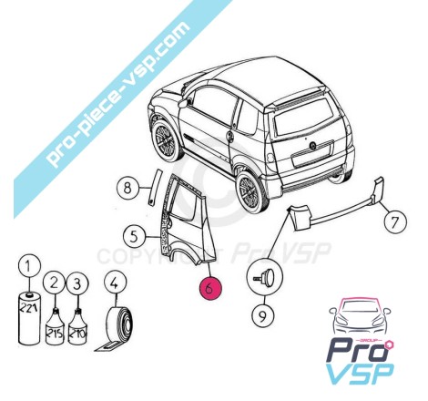 Aile arrière gauche adaptable en abs pour aixam city city sport