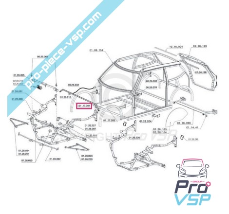 Arceau d'aile avant droite adaptable pour Chatenet ch26 ch28 ch30 ch32 pick-up sporteevo