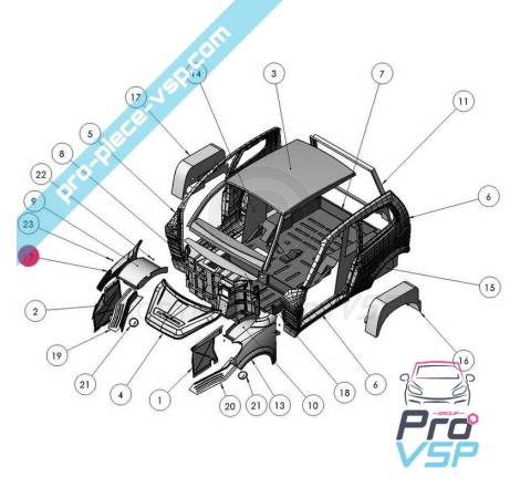Aile avant droite adaptable en plastique ABS pour Ligier Xtoo R RS S Optimax