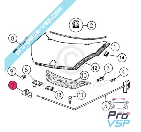 Serrure de capot pour Aixam Minauto Mega