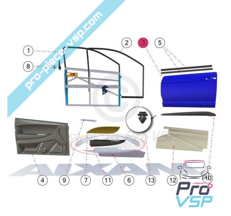 Panneau extérieur de porte droite adaptable en plastique ABS pour Aixam Impulsion Vision