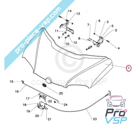 Capot adaptable en fibre pour Italcar T3
