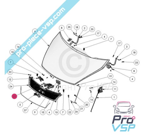 Support de serrure de capot pour Ligier Xtoo 1 2 Max