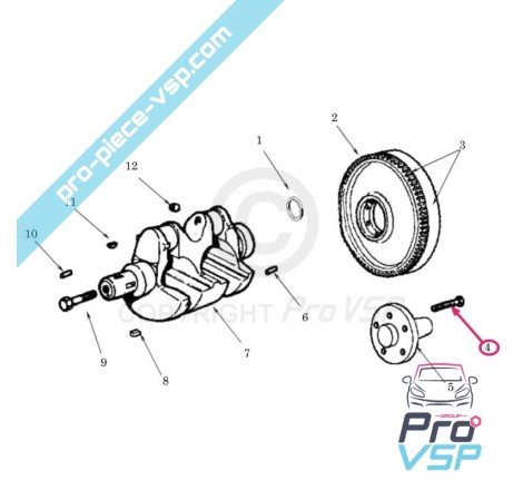 Vis de support cônique de variateur moteur lombardini