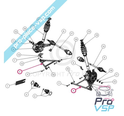 Triangle adaptable pour ligier ixo ( 1er montage )