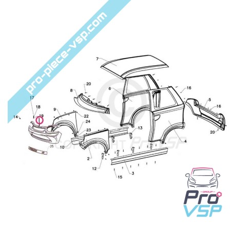 Pare choc avant pour italcar t3 ( fibre )