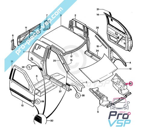 Joue d'aile avant gauche adaptable en fibre pour Microcar lyra
