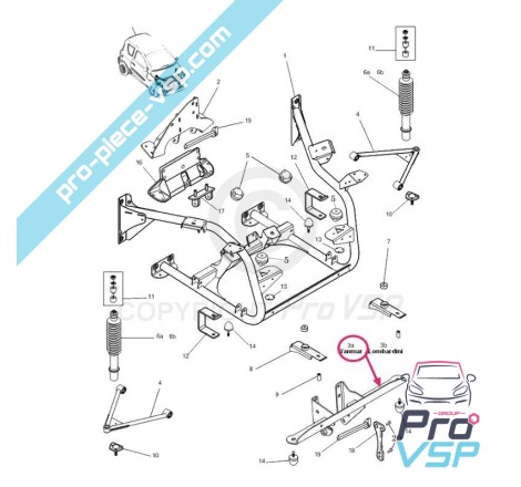 Support moteur avant pour microcar mgo avec moteur yanmar