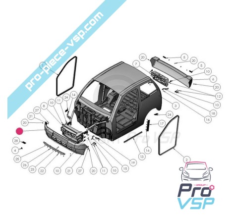 Pare choc avant adaptable en fibre pour Ligier Xtoo 1 et 2