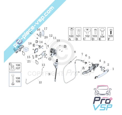 Poignée de porte intérieure chromée pour Ligier Microcar Dué