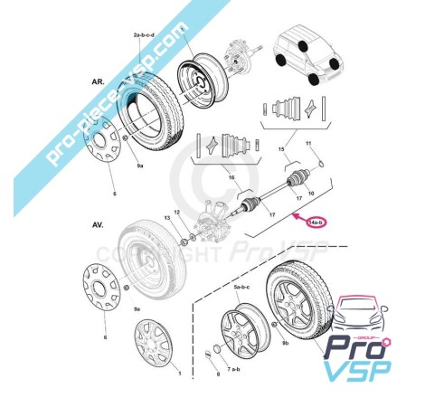 Cardan droit adaptable pour Microcar Mc1 Mc2 Dué First
