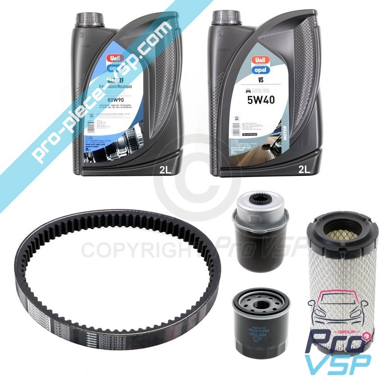 Kit entretien avec courroie pour microcar mgo m8 ligier jsrc moteur lombardini dci