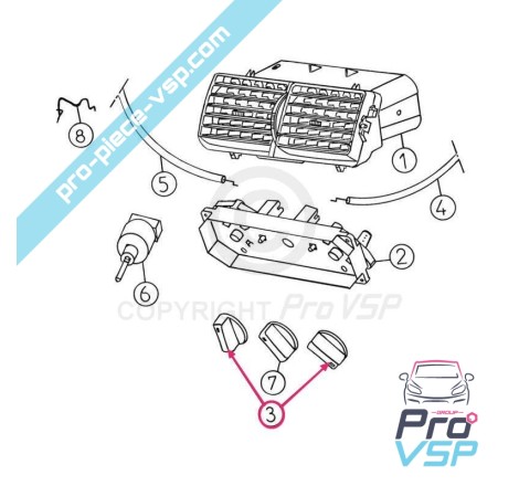 Bouton de ventilation chromé latéral origine pour Aixam