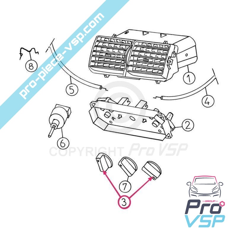 Bouton de chauffage latéral chromé