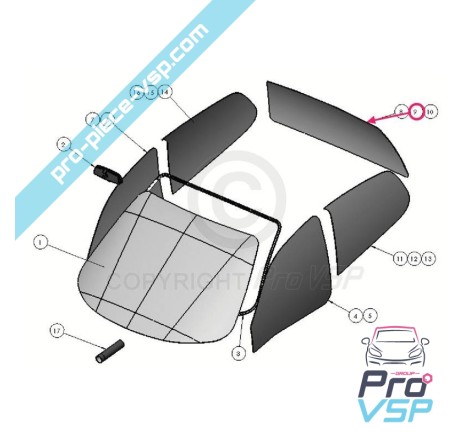 Lunette arrière adaptable pour Ligier Microcar Dué