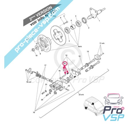 Axe de plaquettes de frein arrière pour microcar mc1 mc2 ligier xtoo