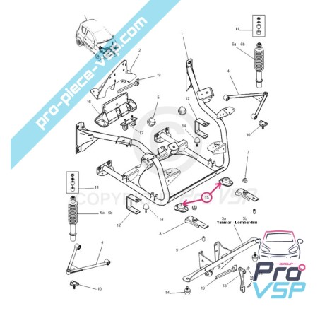 Silent bloc moteur avant pour microcar mgo 1 2 m8 f8c ligier jsrc