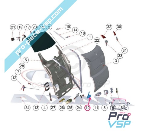 Support de serrure de hayon pour Aixam City Crossline Roadline Scouty Crossover Coupé