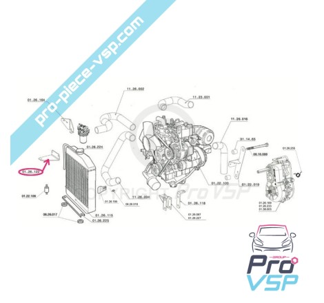 Support supérieur de radiateur pour Chatenet Ch26 Ch32 Ch33 Sporteevo ( moteur Yanmar )