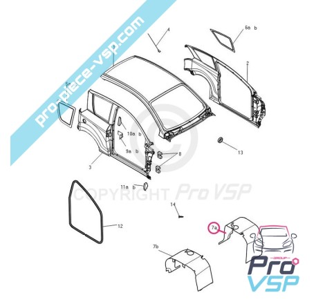 Pare boue avant gauche pour Microcar Mgo 1 et 2 , F8C , Ligier JSRC