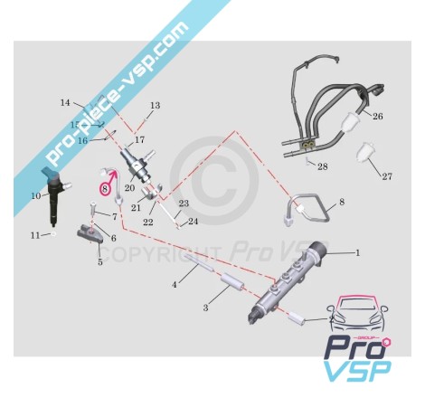 Kit tuyau haute pression pour moteur Lombardini 442 492 DCI
