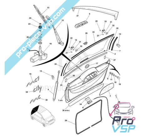 Tirette d'ouverture de coffre pour Microcar Mc1 Dué First